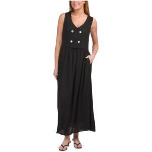 WHITE CLOSET Linen Blend Vest Style Bodice Maxi Dress $34.99 Compare At $70 Hel